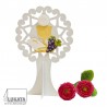 Dekoracja komunijna na stół z kielichem i winogronami